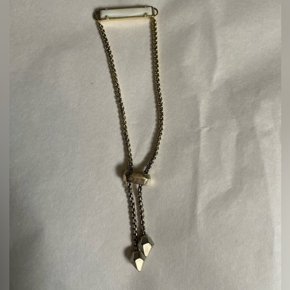 Kendra Scott Phillipa Chain Bracelet White ONYX Bar Gold Tone Slide Adjustable - Picture 10 of 11